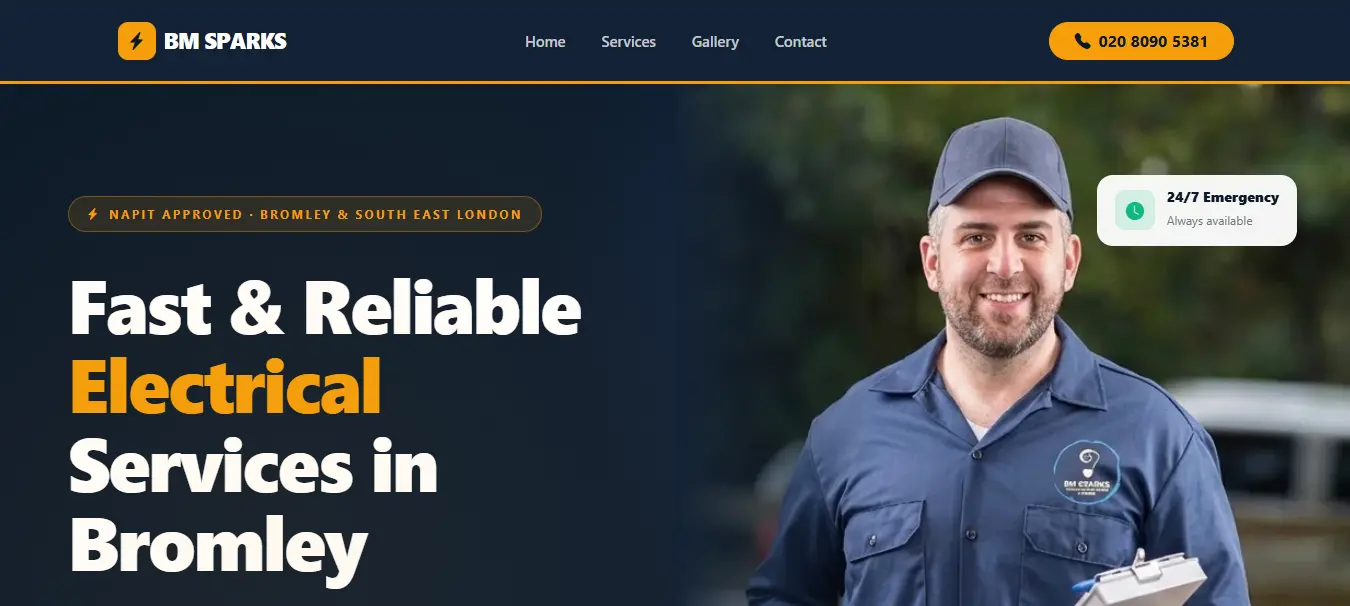 BM Sparks website — Electrician Bromley