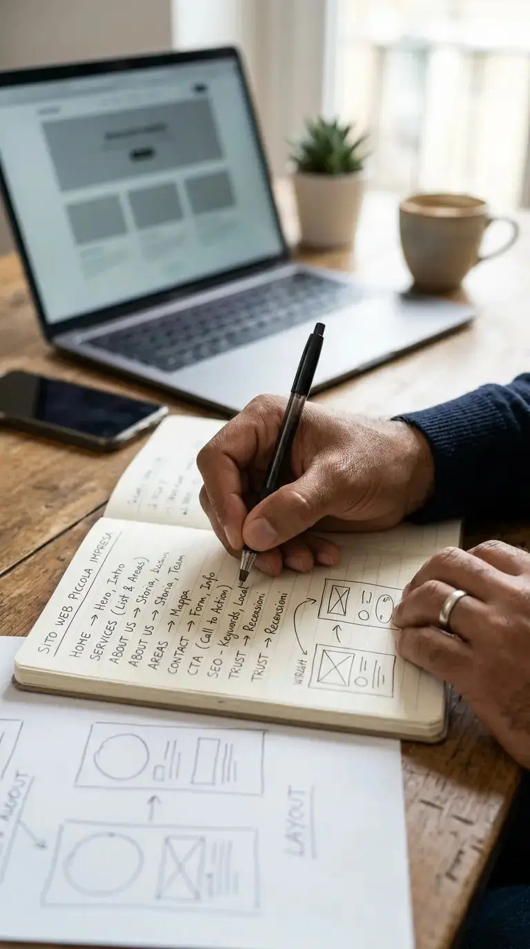 planning notes for a professional small business website