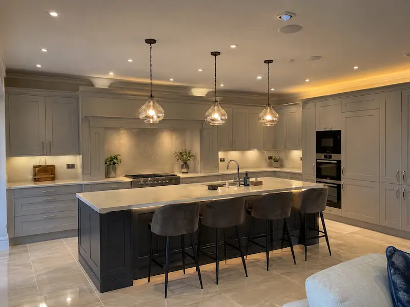 Tidy newly installed kitchen lights by UK electrician