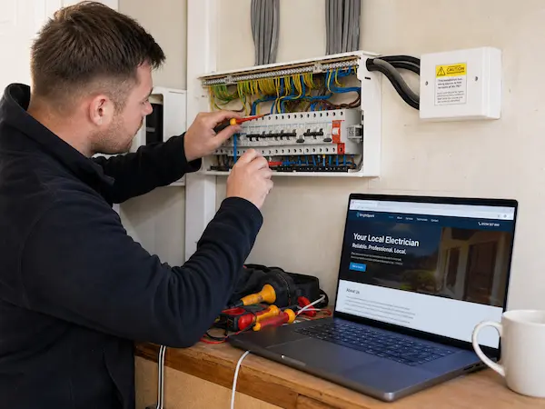 Electrician website design example for UK tradesmen